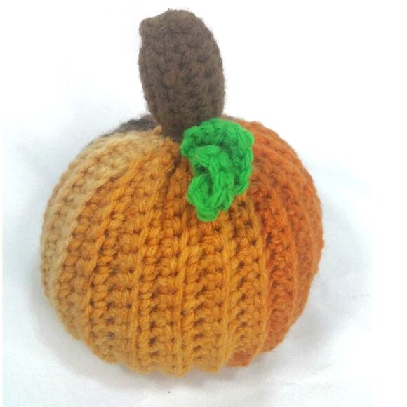 Hand Crafted Stuffed Crochet Pumpkin Fall Colors Medium Sz Home Decor Seasonal - Picture 3 of 8